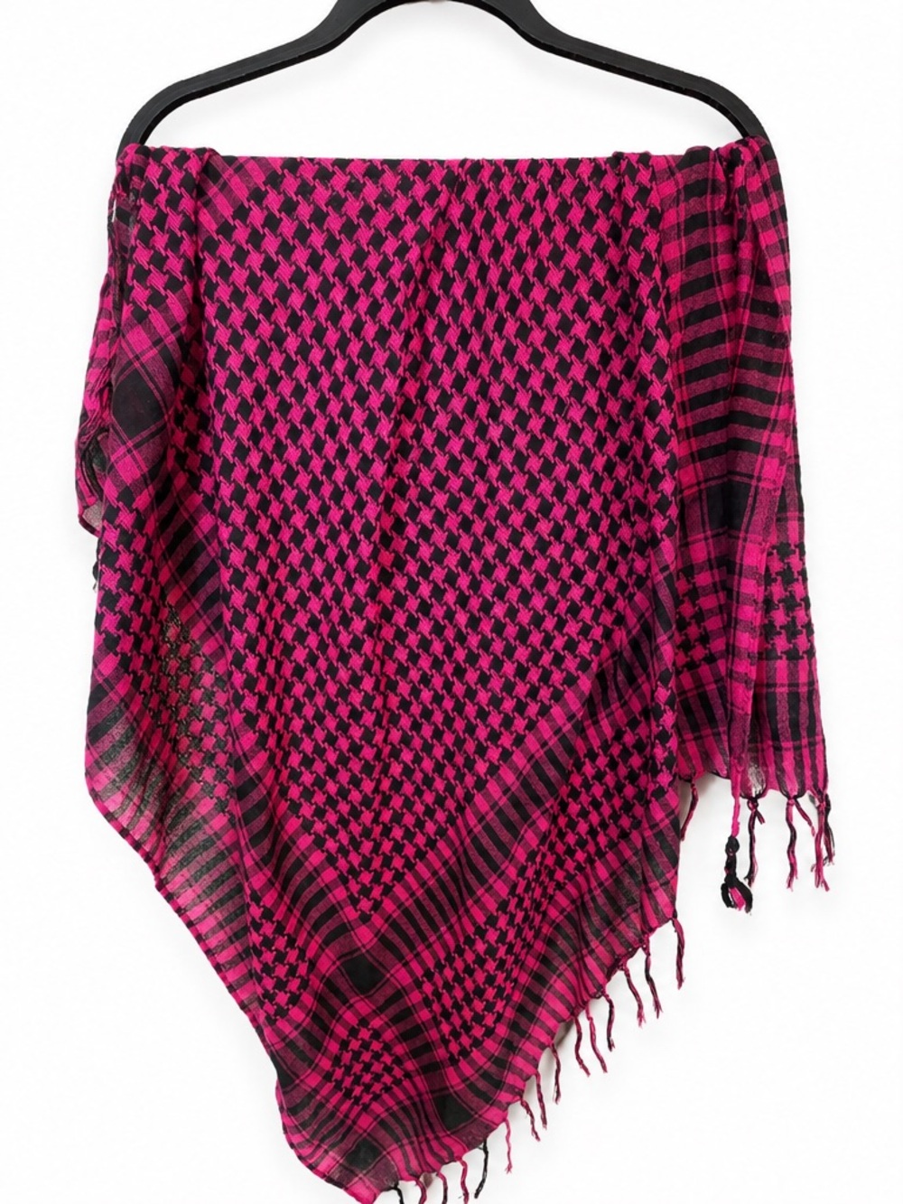 Vibrant Pink & Black Patterned Wrap Scarf